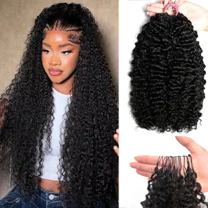 Invisible Feather Line Human Hair Crochet 50g/Pack Burmese Curly Pre-Separated Knotless Braids, Natural Look Lightweight Crochet Hair 14-22" SummerVibes