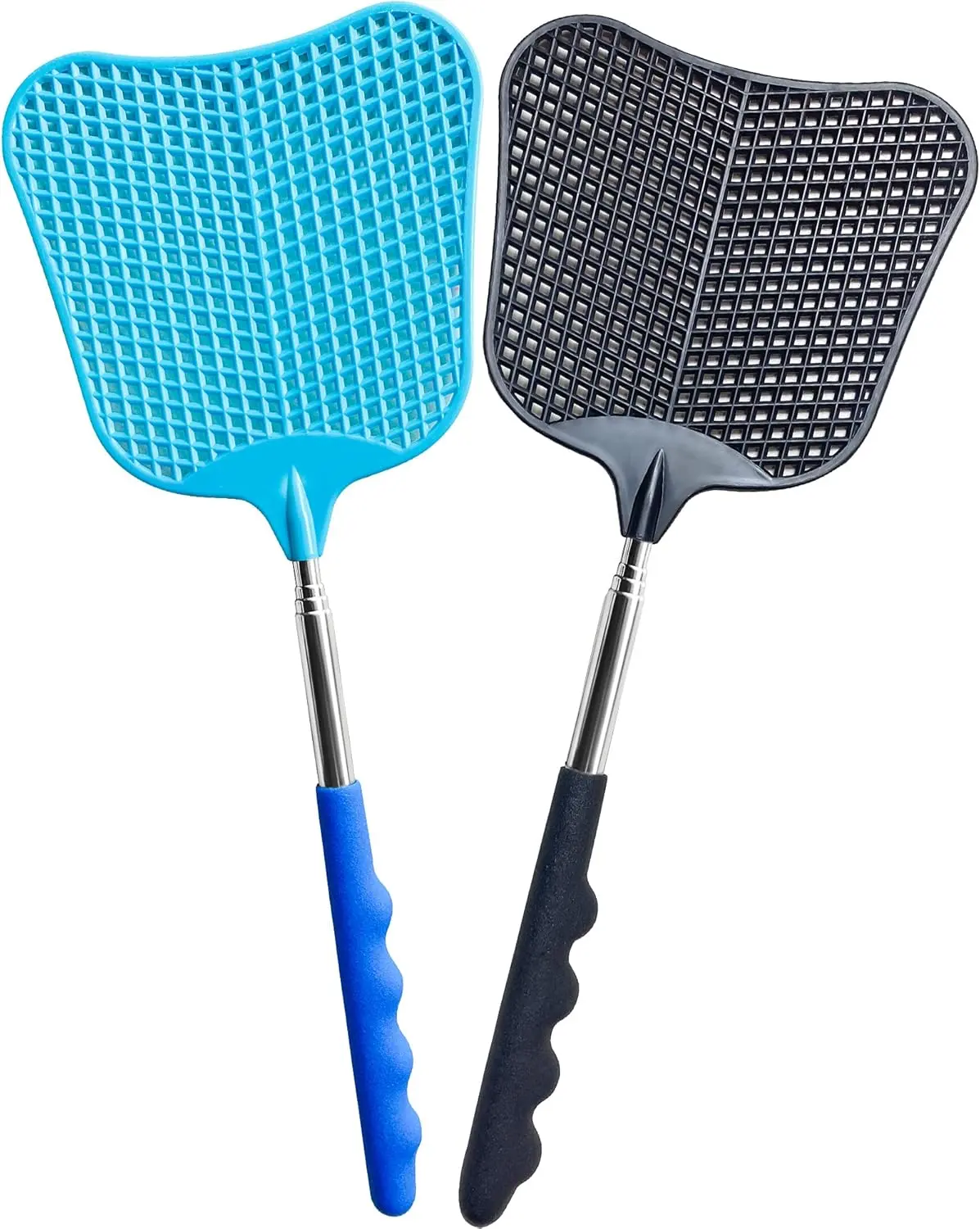 [New Deal]  2Pcs Fly Swatter Heavy Duty Set, with Durable Telescopic Stainless Steel Extendable Handles, Classroom and Office, Insect Killer, Telescopic Handle