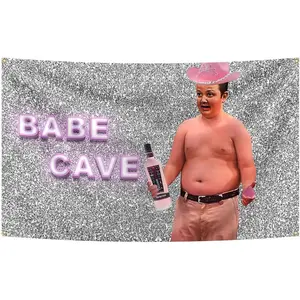 Babe Cave Meme Gibby Funny Man Cave Wall Flag Meme Tapestry Bedroom, Wall Decoration 3X5 FT Gift valentine's gift for bf