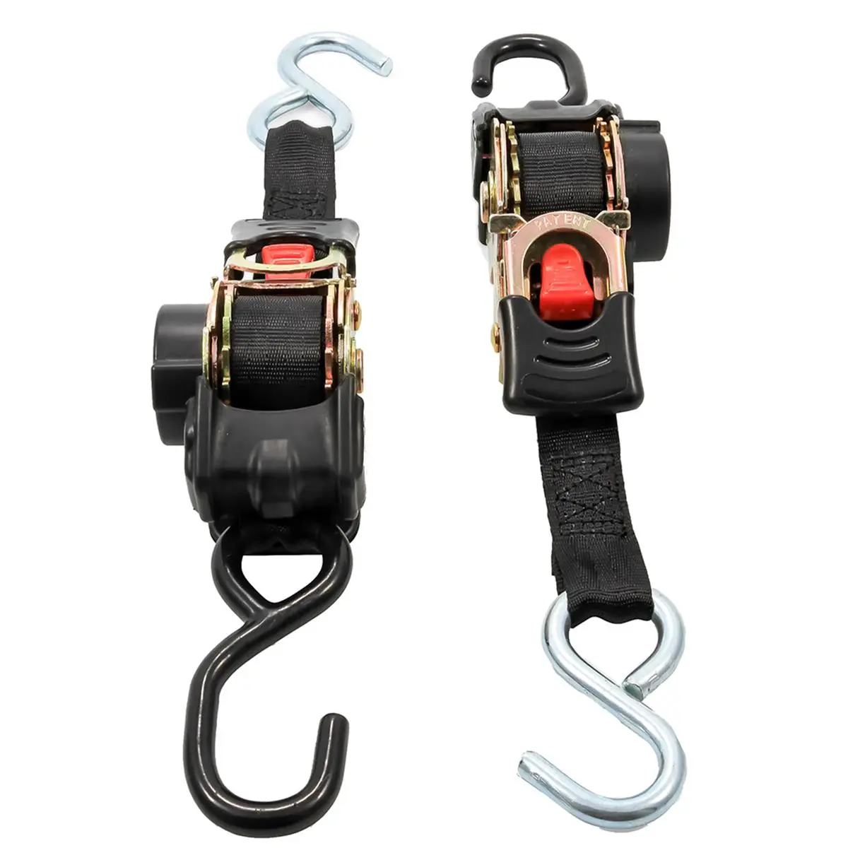CAMCO Retractable Ratchet Tie Down Straps - 1 in Width, 6 ft Length, Dual Hooks, Easy Ratcheting Mechanism, 1,500 lb Max Strength Cargo Securing Equipment for Boating, Traveling