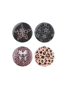 4pcs Dark Tinplate Material Badge Pins, Leopard Print, Starburst, Cross, Skull, Wings, Fashion Accessories, Unisex, Perfect Gift for Friends