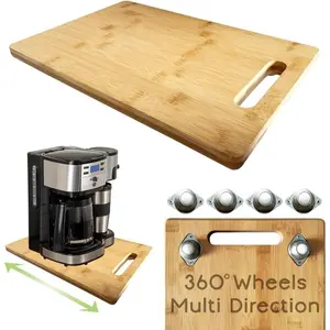 Appliance Slider, Sliding Moving Caddy Tray for Kitchen Small Appliances Compatible with Coffee Maker Toaster Air Fryer Mixer, Brown