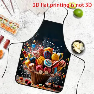 Durable Polyester Apron with Candy Bucket Print, Unisex Kitchen Bib for Cooking BBQ Gardening Painting Manicure, Indoor Outdoor Use, Funny Apron