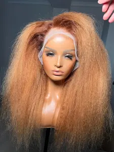 Fashion Natural Ultra-Soft Comfortable 26 Inch 180 Density Lace Front Wig Yaki Straight Hair Pre-Bleached Daily Use Fluffy Synthetic Wigs