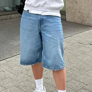 Baggy Jeans Shorts Casual Loose Fit Wide Leg Denim Jorts Y2K Vintage Hip Hop Skateboard Long Jorts Streetwear