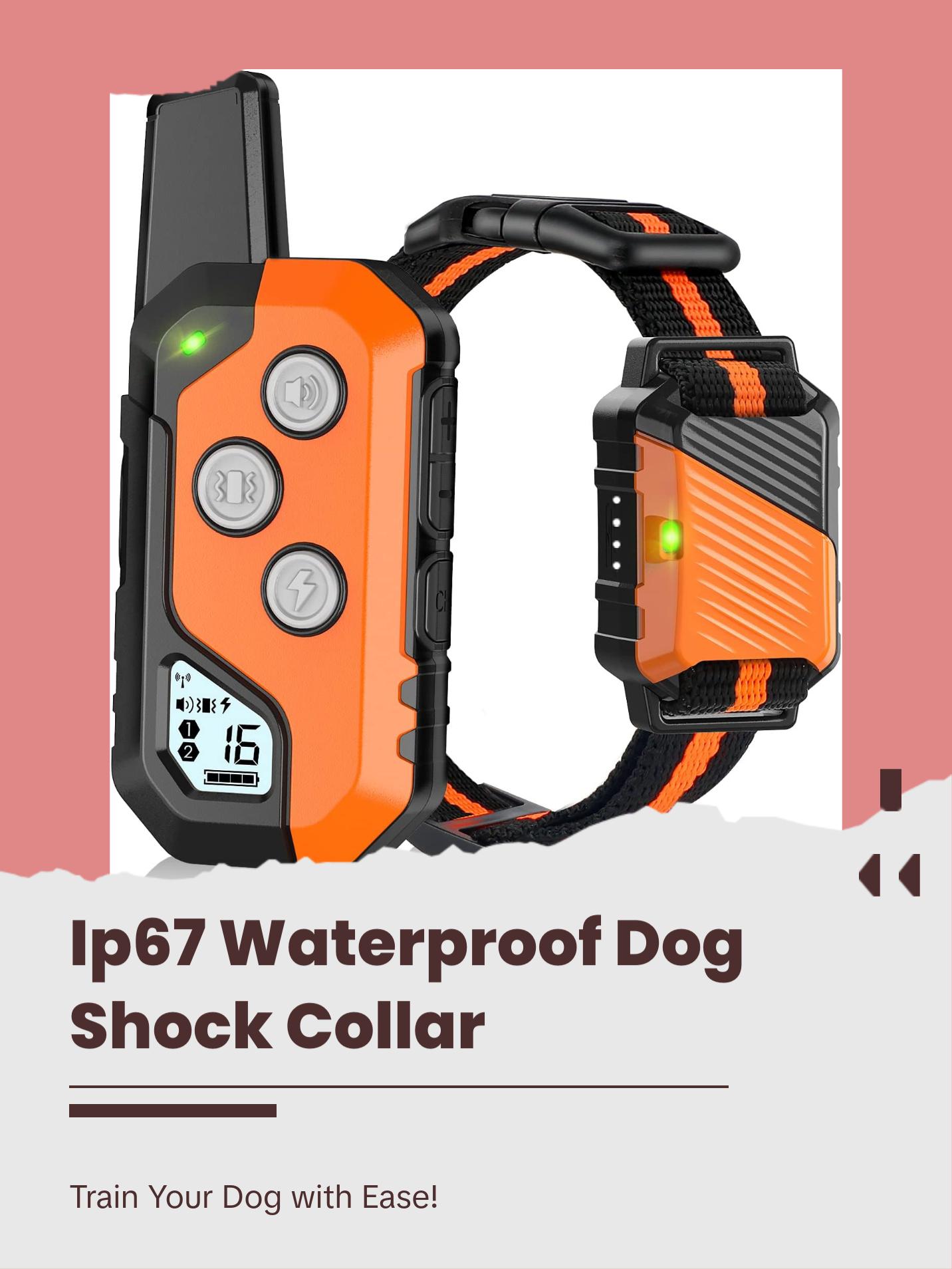 Dog Shock Collar, IP67 Waterproof Dog Training Collar with Remote, 3 Training Modes, Shock, Vibration and Beep, Rechargeable Electric Shock Collar for Large Medium Small Dog Dog Shock Collar, IP67 Waterproof Dog Training Collar with Remote, 3 Training Modes, Shock, Vibration and Beep, Rechargeable Electric Shock Collar for Large Medium Small Dog