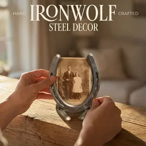 Handmade Horseshoe Picture Frame  Rustic Western Home Décor