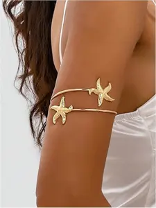 Starfish Bracelet, Adjustable Upper Arm Cuff, Bohemian Beach Style Jewelry, Summer Ocean Theme, Perfect for Parties and Vacations