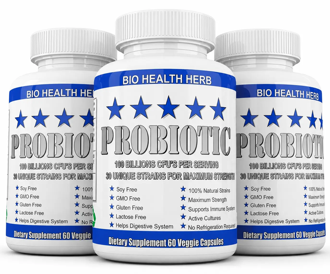 Ultra Probiotic 100 Billion CFU with 30 Strains, Vegan Digestive & Gut Health Support, 60 Capsules, 3 Pack