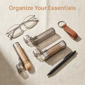 Portable Leak-Proof Cotton Swab Holder, Travel Toothpick Q-tip Storage Case, Mini Clear Plastic Container with Lid, Compact Waterproof Organizer for Purse