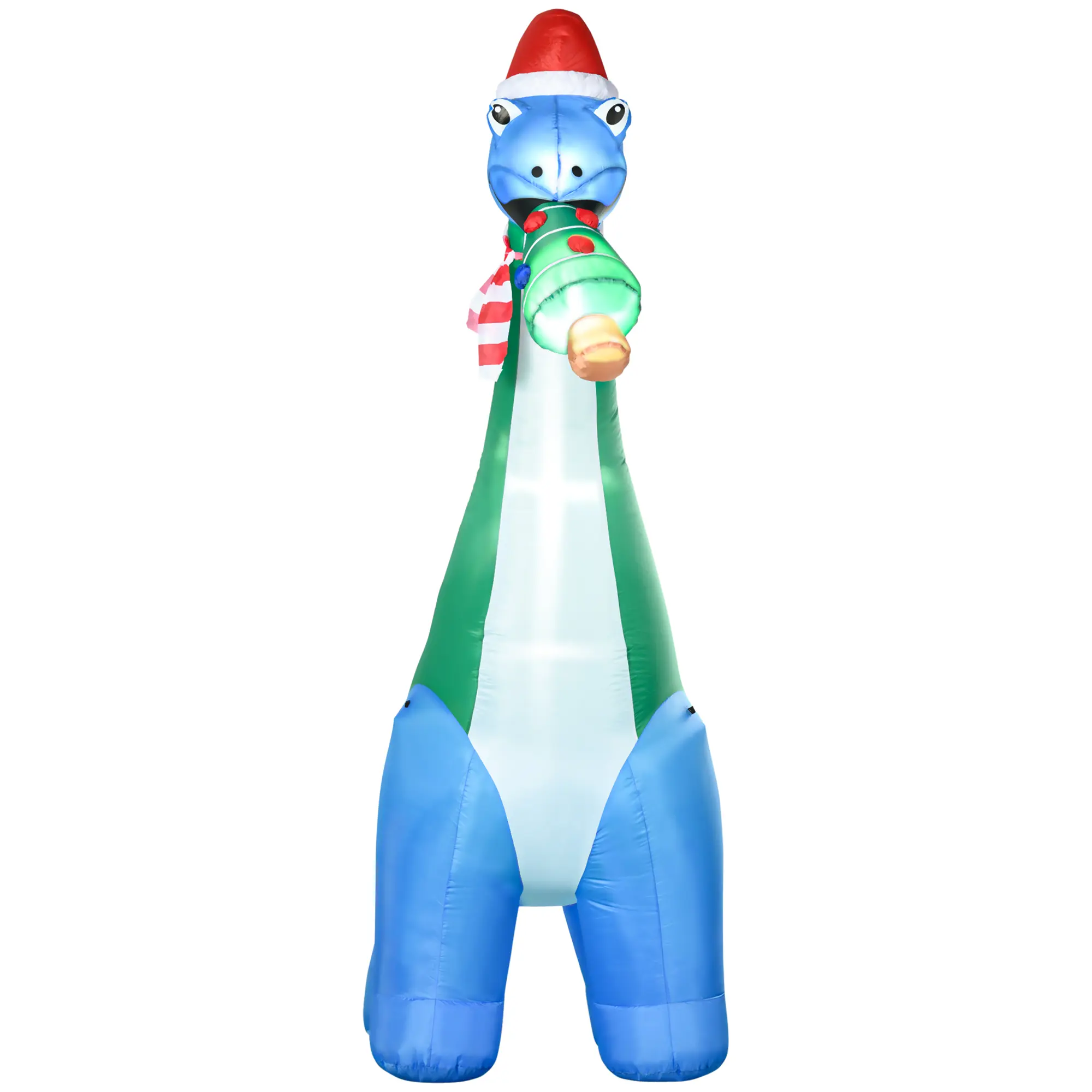 11FT Outdoor Christmas Inflatable Dinosaur Decor, Blow-Up LED Yd Ornament with Christmas Tree in Mouth, Waterproof Festive Home Decoration