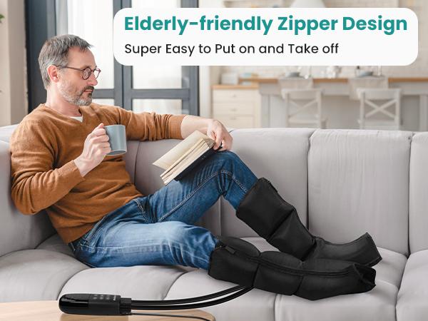 Nekteck Leg Massager for Circulation and Pain Relief, Air Compression Leg and Foot Massager, to Relieve Pain Swelling Edema, Edema RLS with 6 Modes & 6 Intensities, Relaxation Gifts for Mom Men Women Dad Wife Friend