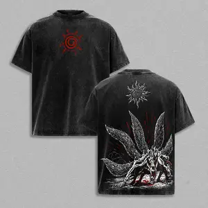 Kurama - NRT Nine-Tails Fox Vintage Washed T-Shirt & Hoodie | Relaxed Fit | Heavyweight Cotton | Unisex Streetwear Casual Wear | Gift for Anime Fans