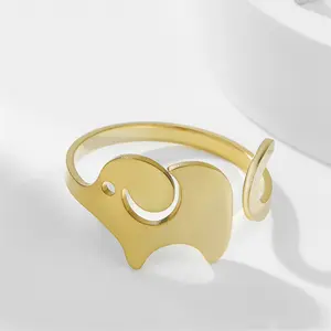 Cazador Animal Elephant Open Rings for Women Cute Finger Rings Stainless Steel Jewelry 2026 Party Birthday Wedding Friends Gift