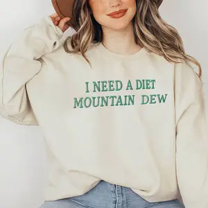 Embroidered I NEED A DIET MOUNTAIN DEW Crewneck Sweatshirt Hoodie, Mtn Dew Sweatshirt, Summer Drink Sweater, Soda Lover Gift, Sweatshirt, Hoodie