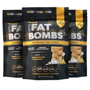 MariGold Keto Fat Bombs - Danish Butter Cookie - 3 PACK (15 Bars) Low Carb, Low Sugar, Collagen-Rich, Low Carb, Organic Cocoa Butter & Grassfed Ghee, Non-GMO, Protein Snacks