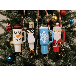 Christmas Tumbler Ornament Keychains - Lip Balm Holder - Tree Money Ornament - Secret Santa Gift - Stocking Stuffer - Holiday Keepsake