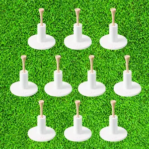 10 Set Golf Rubber Tee Holder Set for Driving Range Golf Practice Mat Indoor Outdoor Size 1.5 Inch (10 Golf Rubber Tee Holders, 10  Tees)