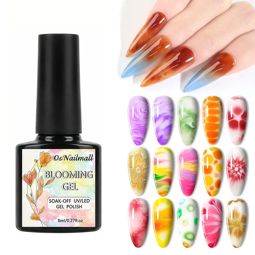Osnailmall Blooming Nail Art UV Gel Polish, Gradient Watercolor Effect, Transparent Soak Off, LED Lamp Cure