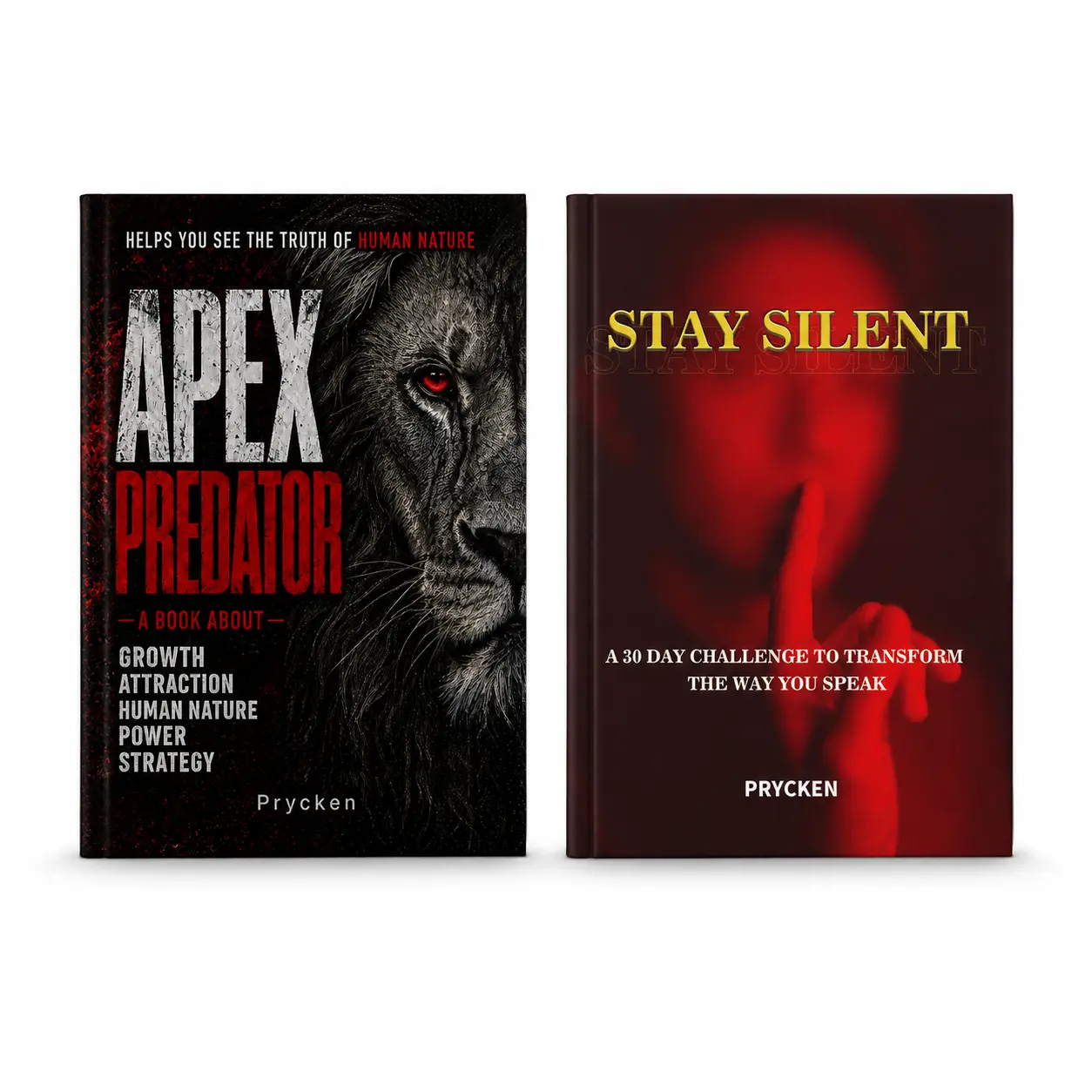 Prycken Communication & Strategy Pack | STAY SILENT & APEX PREDATOR | 2 Books for Personal Growth, Better Communication, Human Nature & Smarter Decisions | Limited-Time Shipping Included