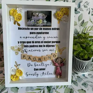 3D Frames for Perfectly Displaying Your Memories and Gifts - Unisex Decor Photo Flower Design with Customizable Message and Colorful Flowers