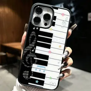 Piano Keys Musical Note Phone Case， Artistic Minimalist Style for iPhone 17 16 15 14 13 12 11 Plus Pro Max， Elegant Music Gift