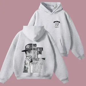 Maccc Millller Tiny Desk Concert Hoodie 2 Sides, Black & White Music Graphic Sweatshirt with Front & Back Print, Hip Hop Streetwear Pullover, Unisex, Full Color, Full Size, Gift For Fans