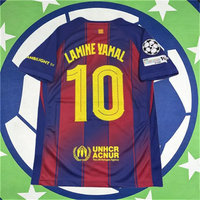 2526 Home Red Yamal number 10 Short sleeve football Jersey