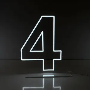 Number 4 Neon Light - Sleek Minimalist Design for Modern Elegance in Homes Offices & Event Spaces with Vibrant Neon Glow