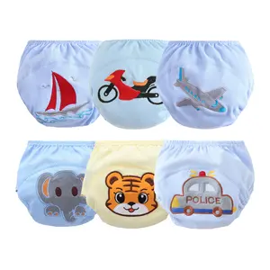 6-Pack Cotton Potty Training Pants for Boys Reusable Toddler Training Underwear Infant Absorbent Underpants Waterproof Baby Briefs