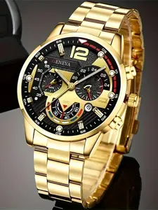 Men's Casual Modern Round Dial Analog Watch Face Mineral Glass Window Imitation Quartz Movement Watch, Fashionable Trendy Wristwatch for Parties, Daily Jewelry Clothing Decoration