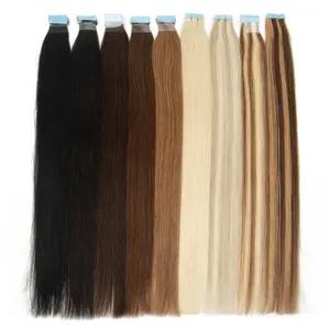 Mini Tape Hair Extensions Machine Remy Invisible Adhesive 100% Human Hair Natural Straight Black Brown Blonde 12-20 inches 10pcs/pack