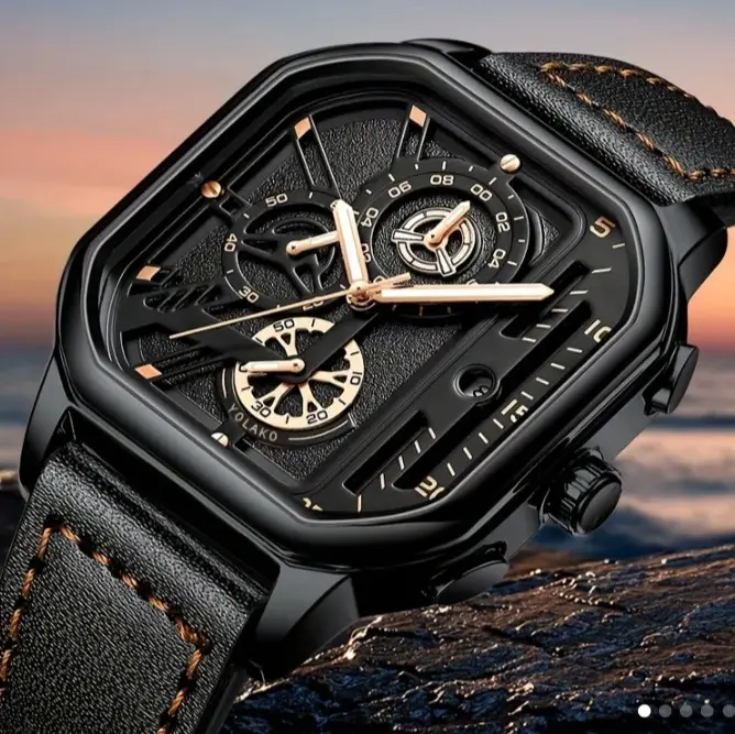 Quartz Men's  Business Calendar Belt Wristwatch