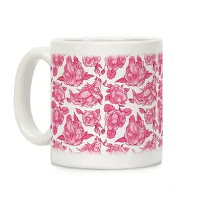 [Sale off up to 45%][Free Ship] Floral Pink Coffee Mug, Funny Ceramic Drinkware with Large Handle, Printed Mug Gift