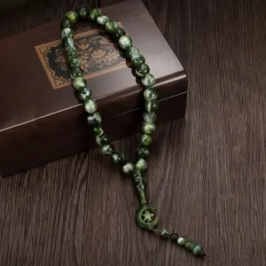 33 Green Round Acrylic Prayer Beads, Bead, Bracelet, Ramadan, Suitable for Both Men and Women