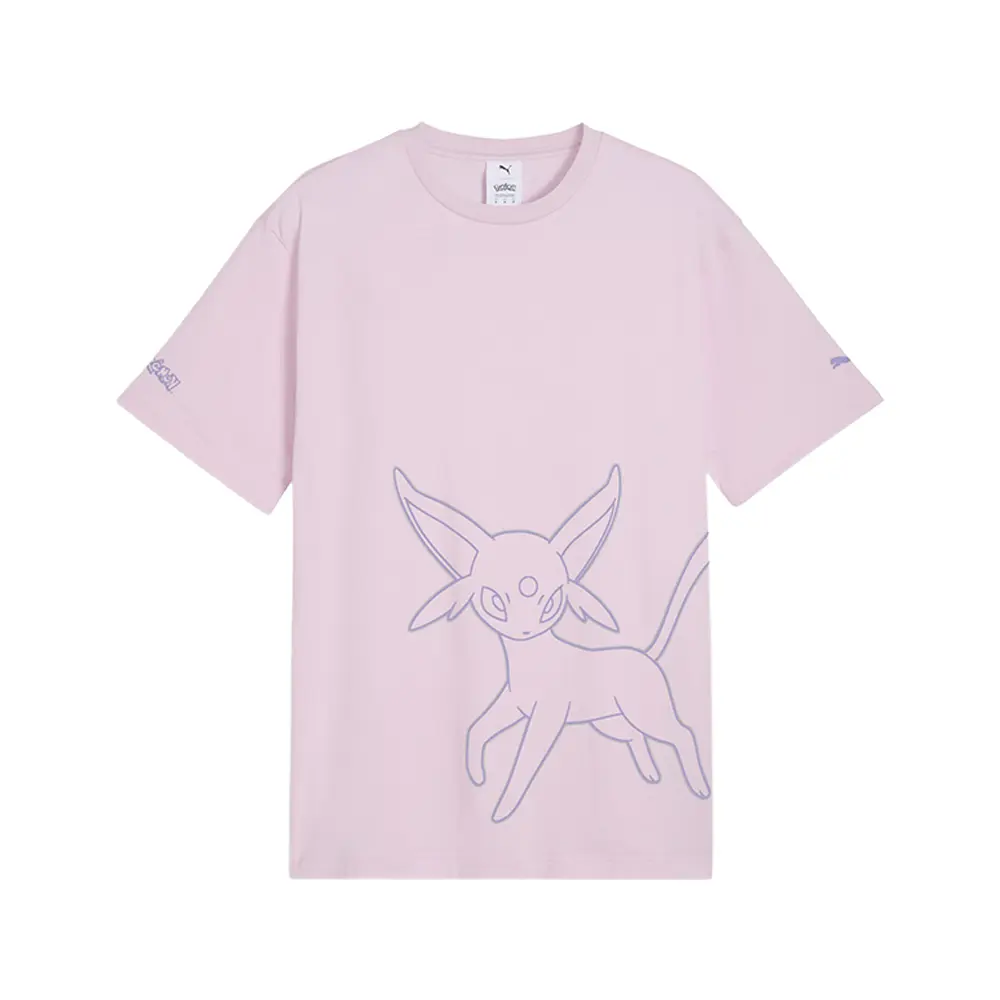 PUMA Mens X Pokémon Relaxed Graphic Crew Neck Short Sleeve Casual Tops Casual - Pink