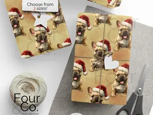 [Sale off up to 50%] French Bulldog Christmas Wrapping Paper, Dog Wrapping Paper, Frenchie Gift Wrap