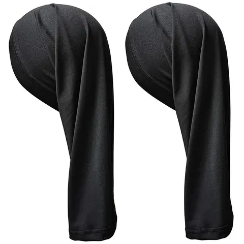 2PCS Dreadlocks Tube Socks Unisex Spandex Stocking Shower Cap for Long Dreads Braids Twist Open End Jumbo Hair Bonnet Covers, Black