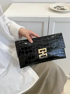 Women's Casual Stone Texture Handbag, Synthetic Leather Magnetic Closure Evening Envelope Clutch Purse Bag, Available in Multiple Colors