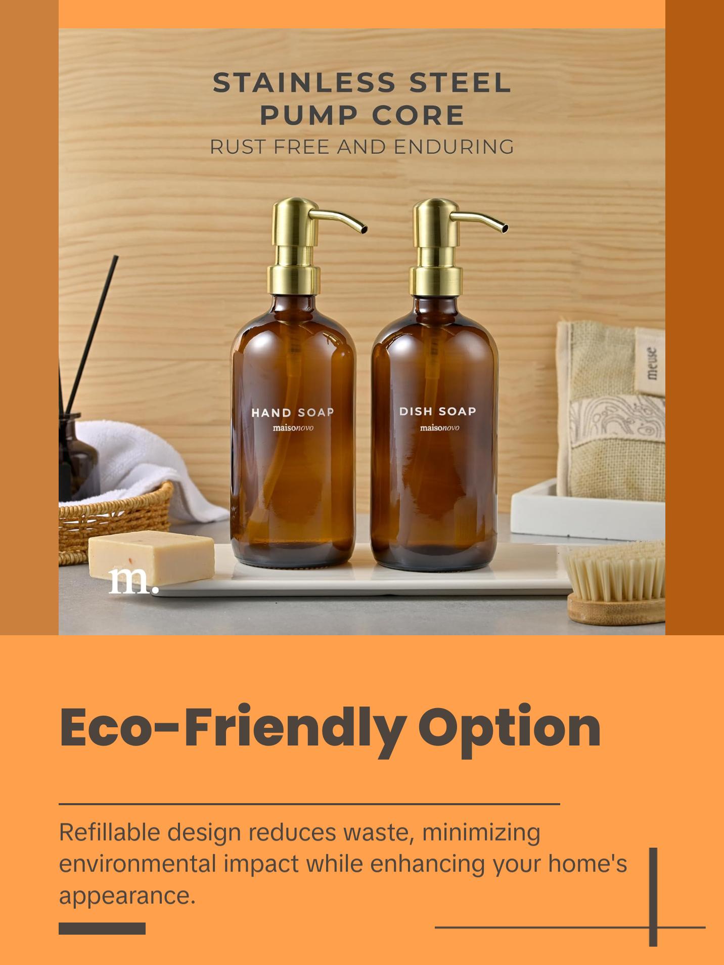 MaisoNovo Soap Dispensers 2-Piece Set | Soap and Lotion Dispenser Set | Hand Soap Dispenser | 16.9oz Black Bottles with Black Pumps Set of 2