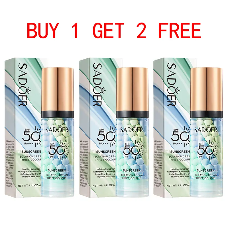 【BUY 1 GET 2 FREE】3-in-1 Color Correcting Face Primer | Sunscreen SPF 50 PA+++ - Lightweight Makeup Base with Sheer Natural Finish for Face, Daily Makeup, One Step Color Corrector Face Primer, Moisturizing Skin Tone Correcting, Radiance Skin  Moisturizer