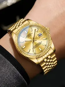Luxury Full Steel Band Mechanical Watch Waterproof Fully Diamond Design Business Commute Versatile Men's Watch Water Resistant Wristwatch