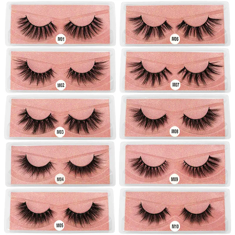 10 pairs of fake eyelashes [pink outfit] natural and slim 3D eyelashes Cosmetic Volume Cluster Lashes