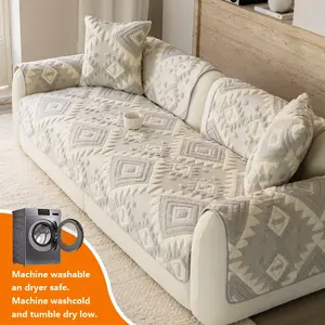 1pc Plush Sofa Cover, Sofa Couch Covers, Non-Slip Elastic Sofa Protector, Washable Jacquard Sofa Set, Durable Cushion for Home Living Room Bedroom Hotel Dormitory