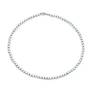 Traditional .925 Sterling Silver 3,4,6MM Bead Station Ball Necklace 16-20 Inch