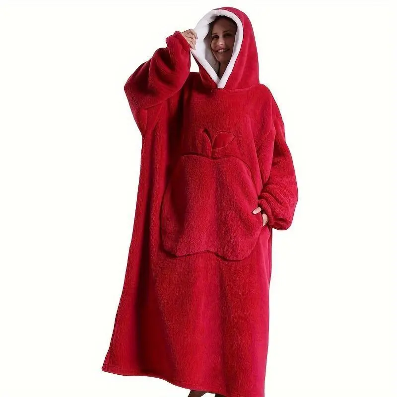 Warm Velvet Hooded Casual Robe - Extra Large Warm Winter Blanket with Large Pockets, French Style Comfortable Wearable Blanket, Suitable for Indoor and Outdoor Use Warm Velvet Hooded Casual Robe - Extra Large Warm Winter Blanket with Large Pockets, French Style Comfortable Wearable Blanket, Suitable for Indoor and Outdoor Use