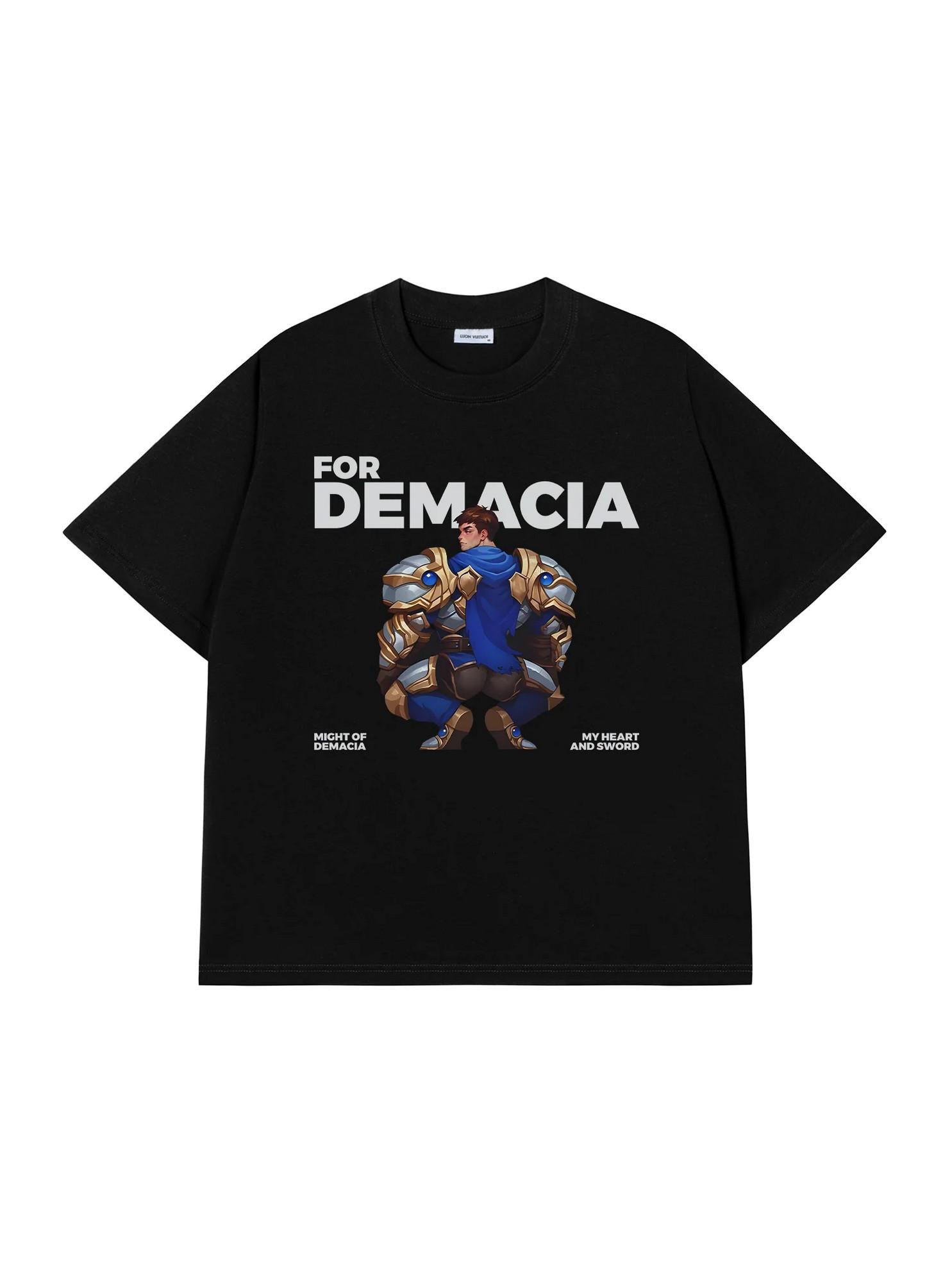 For Demacia Slay Oversized T-Shirt League of Legends Streetwear Unisex Cotton Black For Demacia Slay Oversized T-Shirt League of Legends Streetwear Unisex Cotton Black