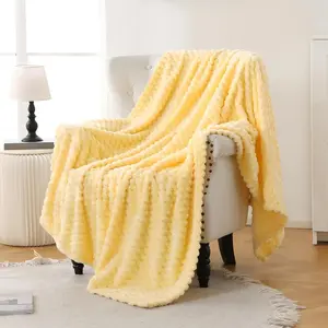 Light Yellow Flannel Throw Blanket (50X40 inches), 300 GSM Fleece Cozy Warm Soft Lightweight Bed Sofa Blanket for Babys and Pets, Suitable for All