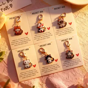 6pcs  Pocket Hug Cat Keychain Kawaii, Inspirational Gift for Friends, Thoughtful Gift for Loved Ones,  Encouraging Gifts, Suitable for Friends and Family, and Appropriate for Various Holidays
