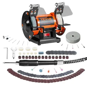 【DealsForYouDays】VEVOR Jewelry Polisher, Bench Grinder Polishing & Buffing Machine, 3590RPM Bench Lathe Polisher with 1 Wool Wheel & 1 Abrasive Fiber Wheel & 1 Grinding Wheel & 100pcs ToolsSummervibes